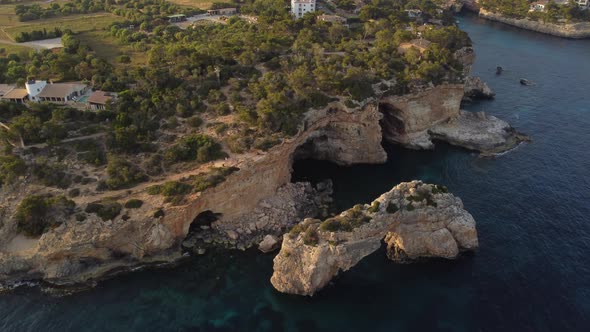 Es Pontas Arch in Cala Santanyi in Mallorca or Majorca, Balearic Islands Spain alt