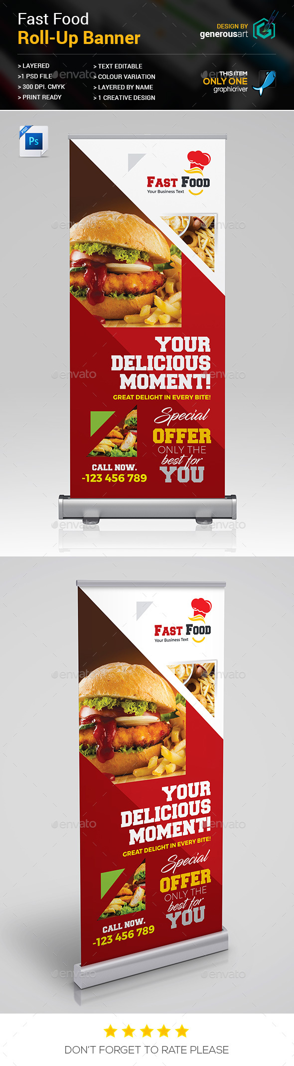 Fast Food Roll-up Banner - Signage Print Templates