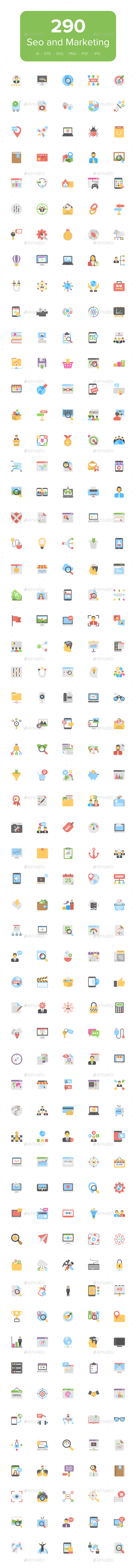 GraphicRiver 290 Flat Seo and Marketing Icons 20498960 GraphicRiver 290 Flat Seo and Marketing Icons 20498960