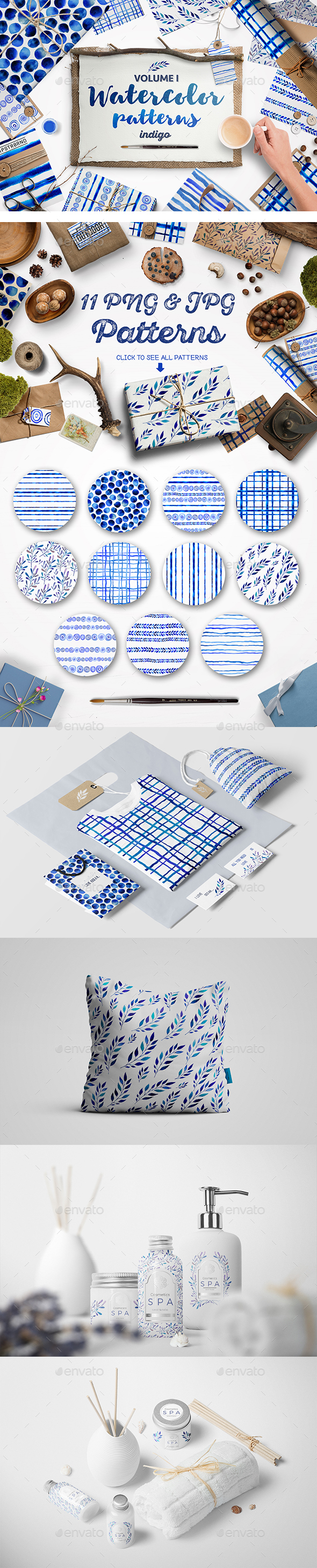 Indigo Blue Watercolour Patterns - Patterns Backgrounds