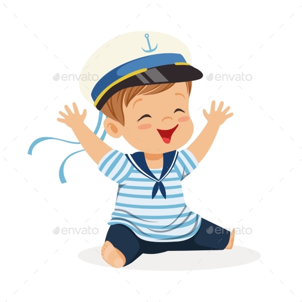 Smiling Boy Character Wearing a Sailor Costume - People Characters