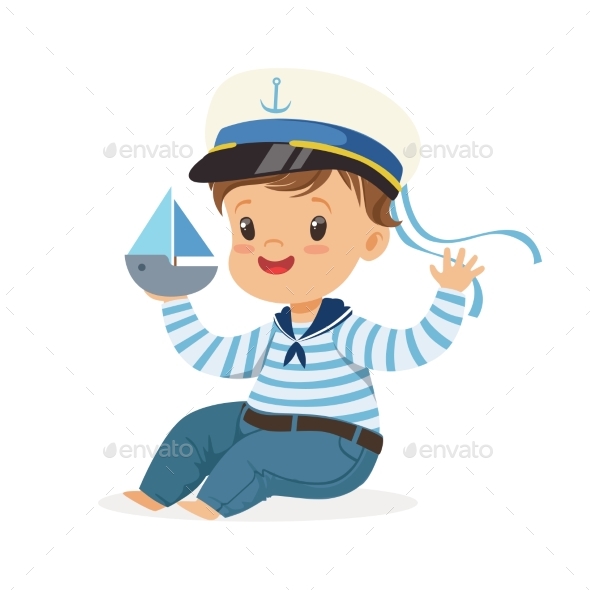 Smiling Boy Character Wearing a Sailor Costume - People Characters