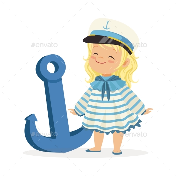 Blonde Little Girl Character Wearing a Sailor Outfit - People Characters