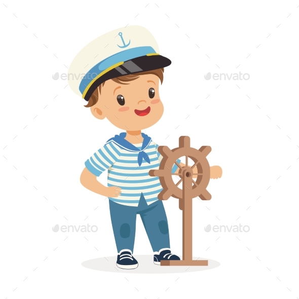 Smiling Boy Character Wearing a Sailor Costume - People Characters