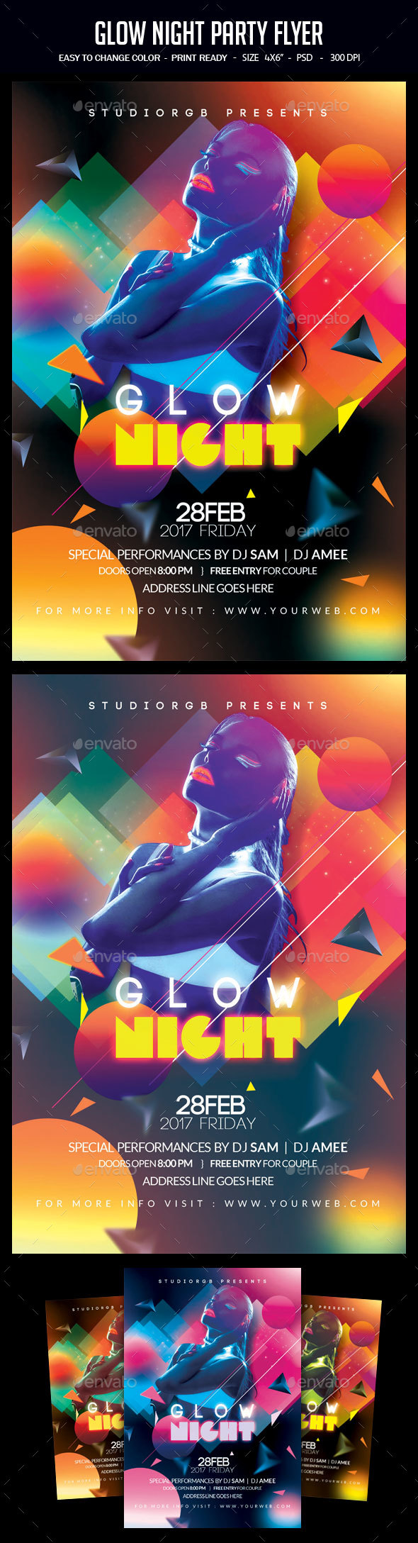 Glow Night Party Flyer - Clubs & Parties Events