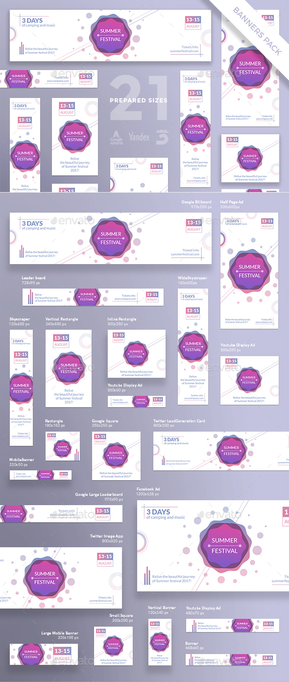 Summer Festival Banner Pack - Banners & Ads Web Elements