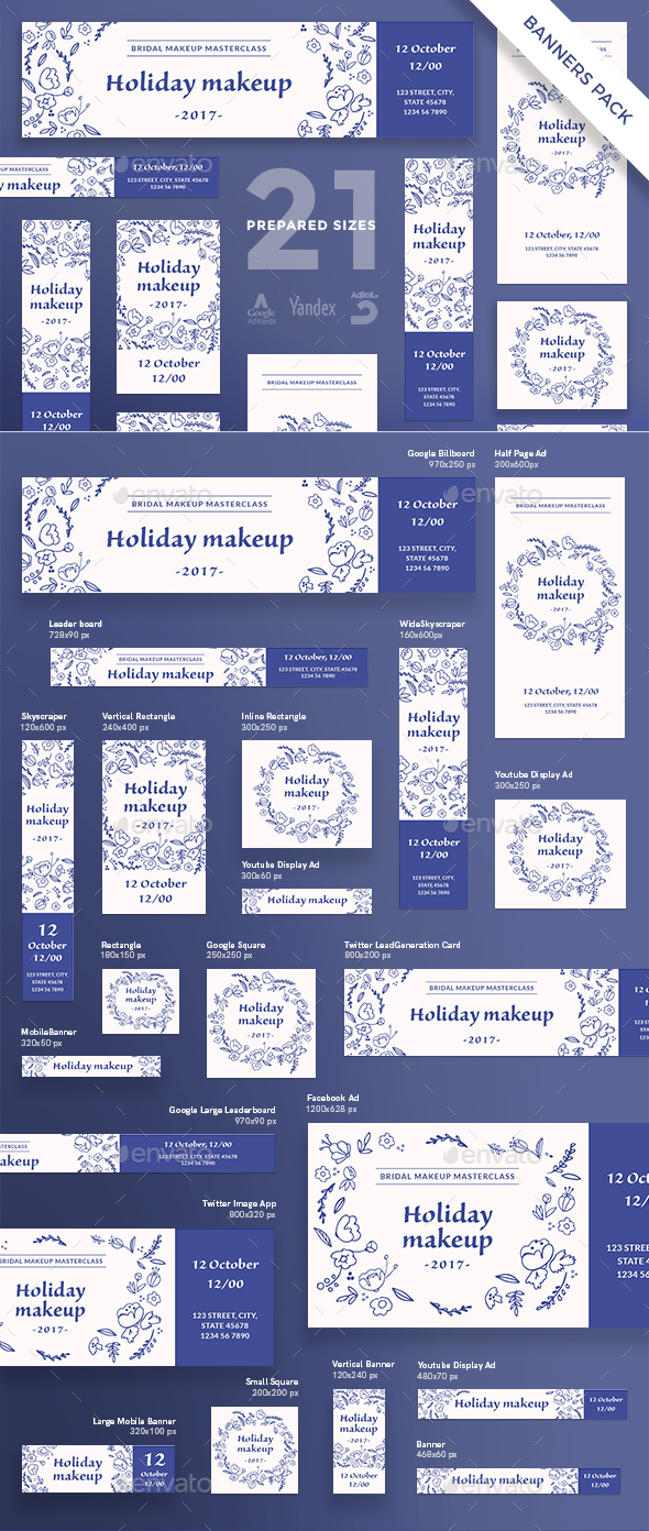 Holiday Makeup Banner Pack - Banners & Ads Web Elements