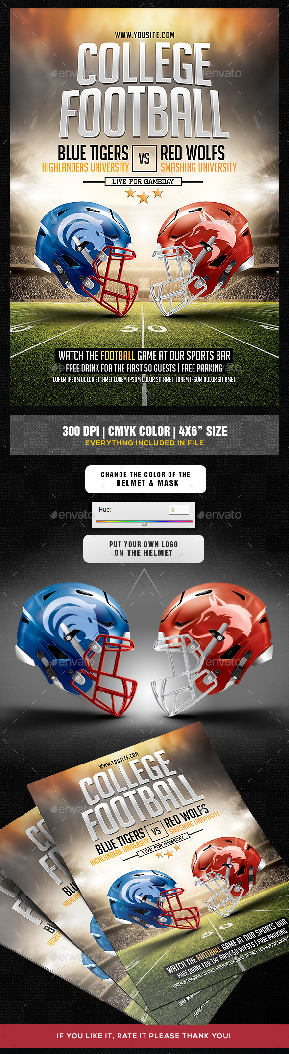 American College Football Flyer Template - Sports Events