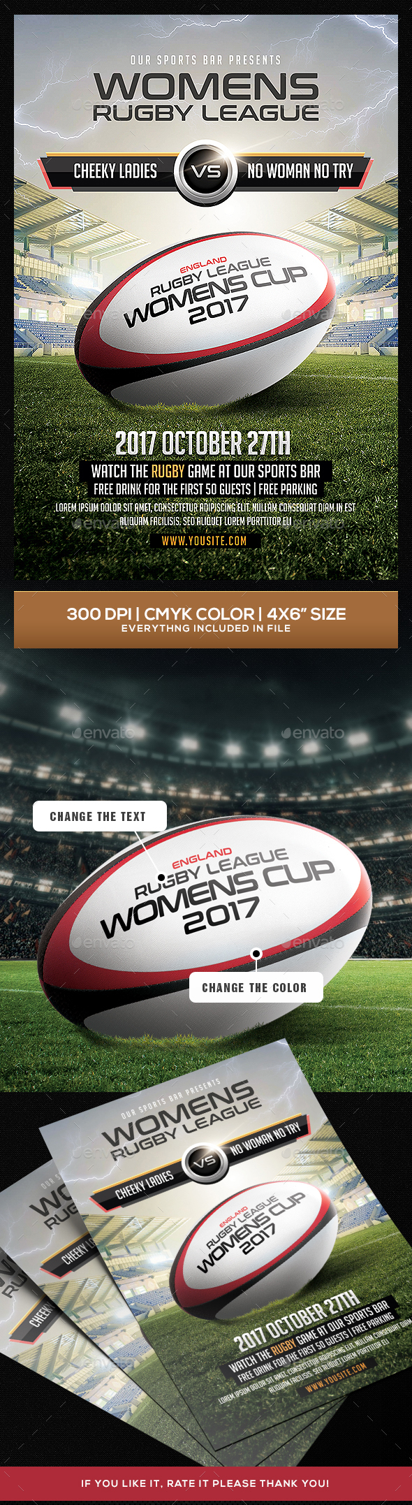 Rugby League Flyer Template - Sports Events