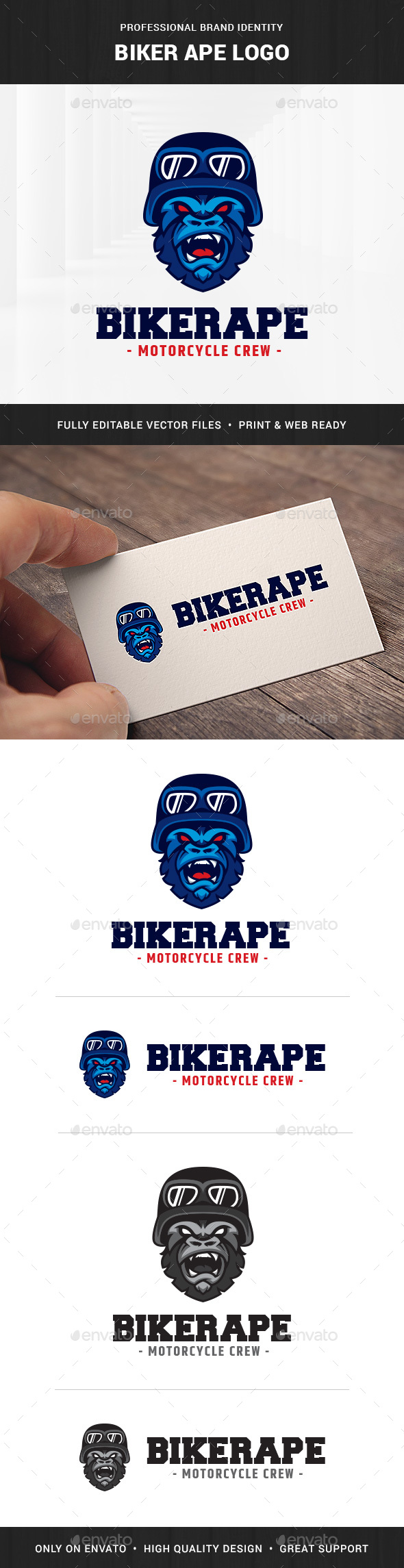 Biker Ape Logo Template - Animals Logo Templates