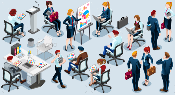 Isometric People Business Train Icon 3D Set Vector Illustration - Concepts Business