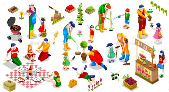 GraphicRiver Isometric People Family Plant Tree Icon Set Vector Illustration 20503457 GraphicRiver Isometric People Family Plant Tree Icon Set Vector Illustration 20503457