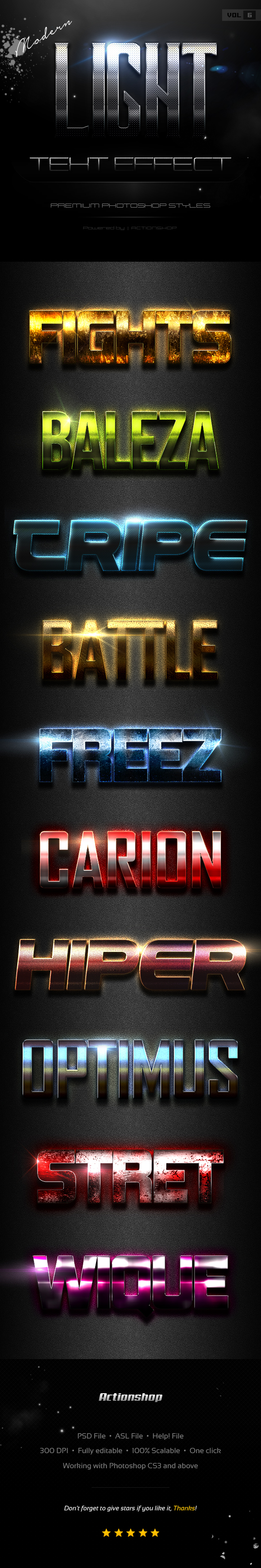 10 Modern Light Text Effects Vol.6 - Text Effects Styles