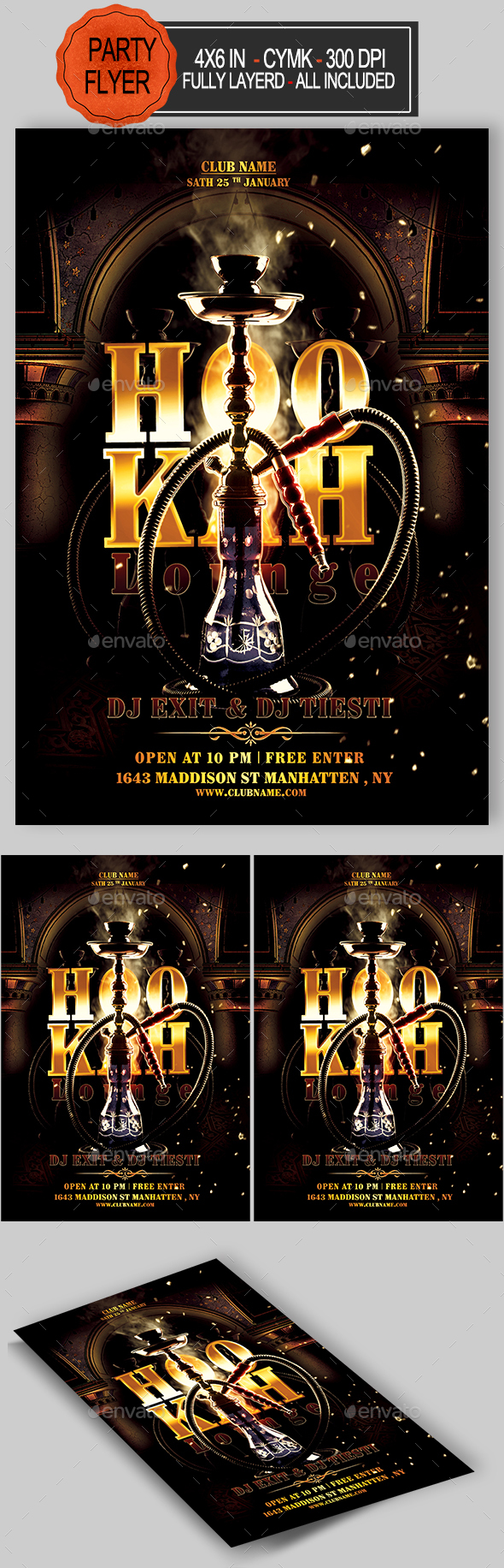 Hookah Flyer - Clubs & Parties Events