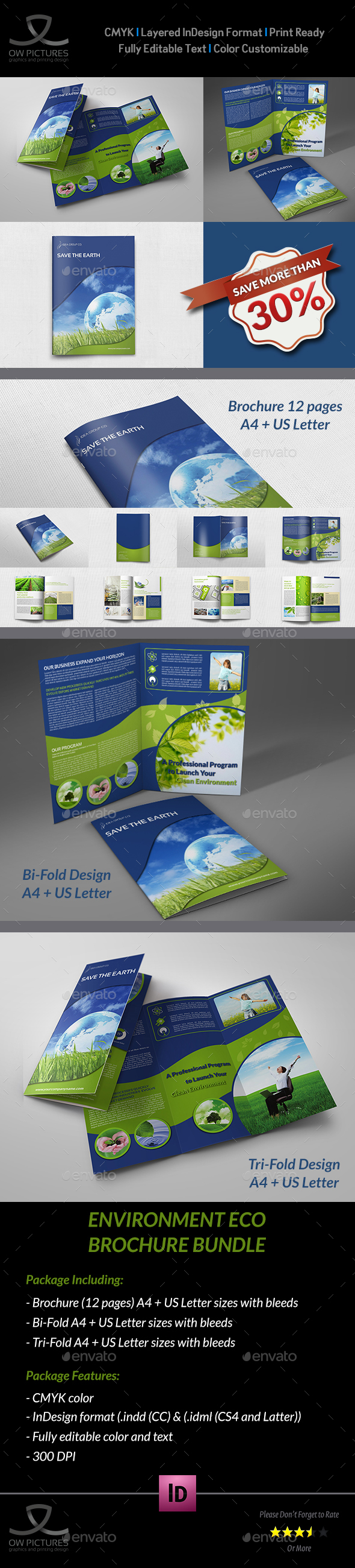 Environment ECO Brochure Bundle Template - Brochures Print Templates