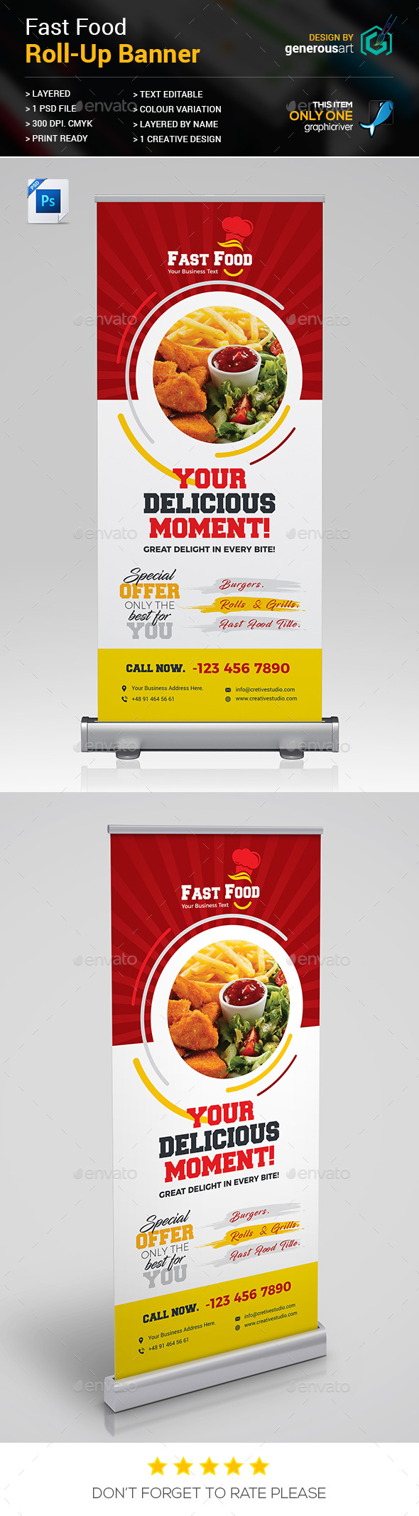 Fast Food Roll-up Banner - Signage Print Templates