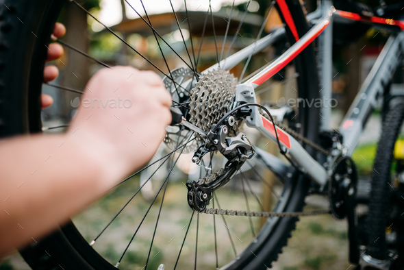 Bicycle mechanic repair bike, cycle workshop Stock Photo by NomadSoul1