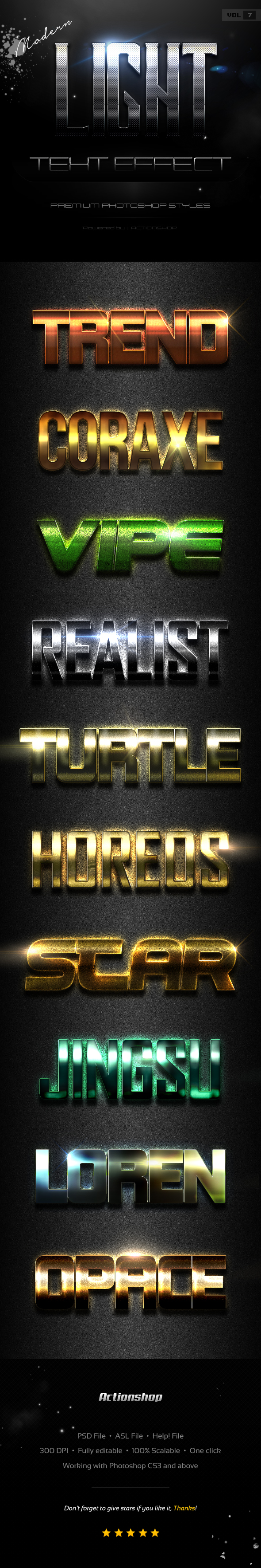10 Modern Light Text Effects Vol.7 - Text Effects Styles