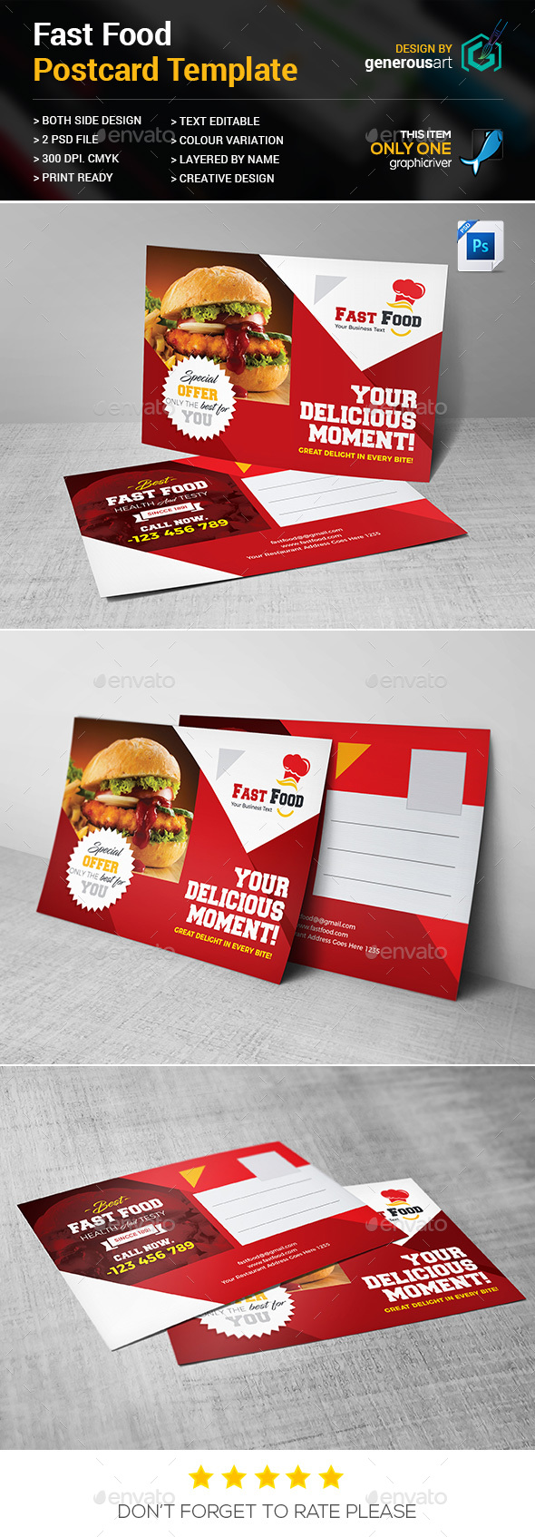 GraphicRiver Fast Food Postcard 20508921 GraphicRiver Fast Food Postcard 20508921