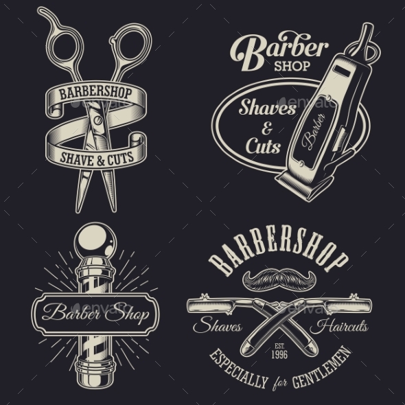 GraphicRiver Set of Vintage Barbershop Emblems 20509033