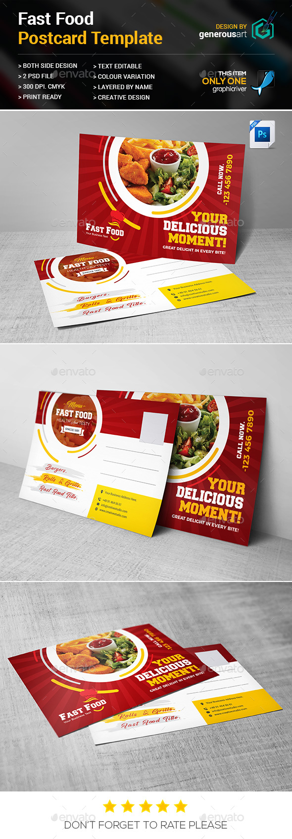 GraphicRiver Fast Food Postcard 20509088 GraphicRiver Fast Food Postcard 20509088