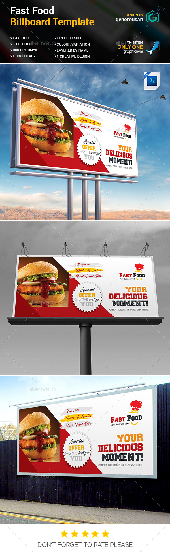 Fast Food Billboard Template - Signage Print Templates