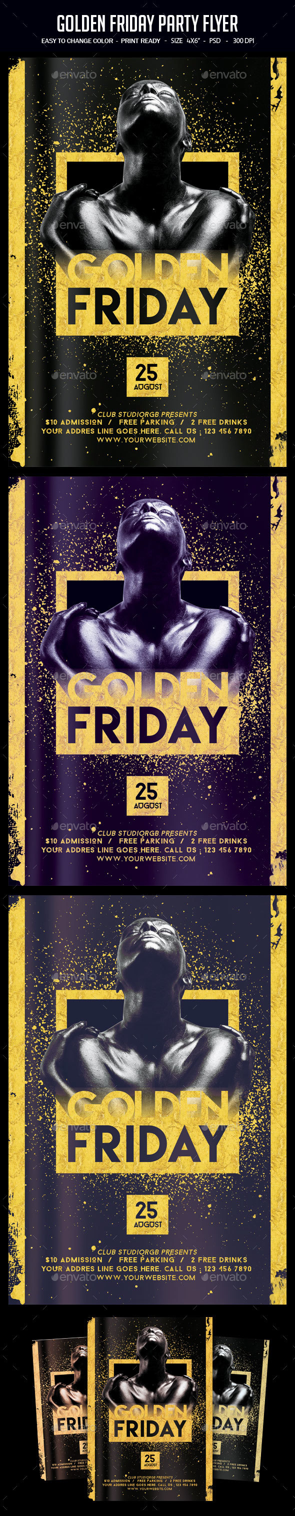 Golden Friday Party Flyer - Clubs & Parties Events