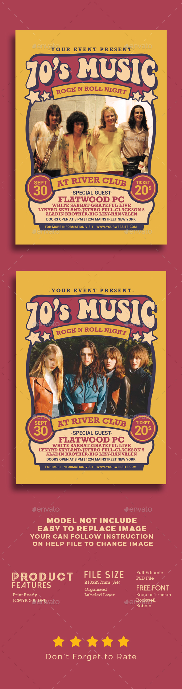 70's Music Show - Events Flyers