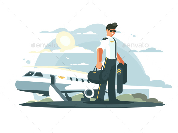 Profession Pilot of Aircraft - People Characters