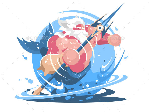 Character Poseidon with Trident - People Characters