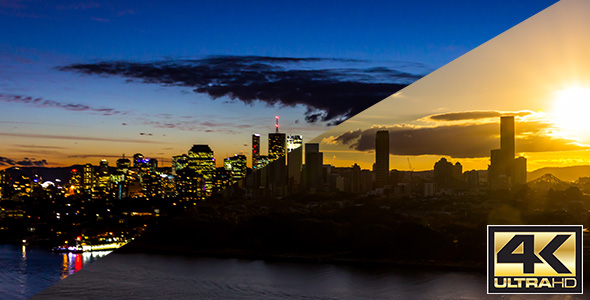 Brisbane City Skyline Sunset