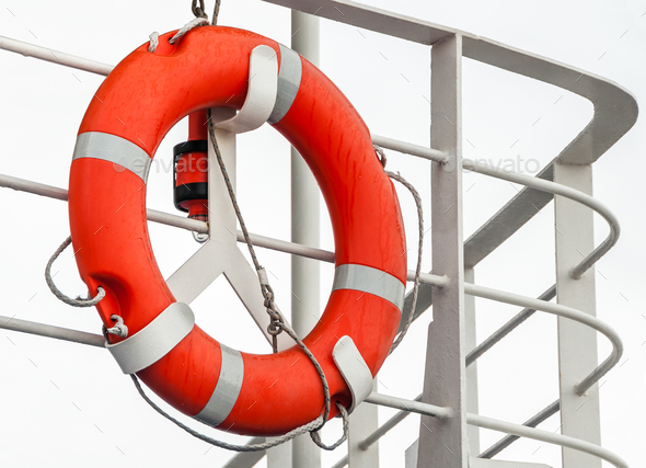 Lifebuoy on a ship railing Stock Photo by zeffss | PhotoDune