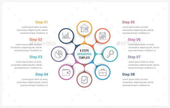 Circle Infographics with Eight Steps - Infographics