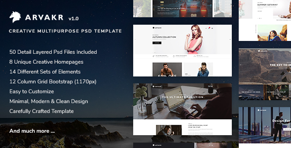 ThemeForest Arvakr Creative Multi-Purpose PSD Template 20513062 ThemeForest Arvakr Creative Multi-Purpose PSD Template 20513062
