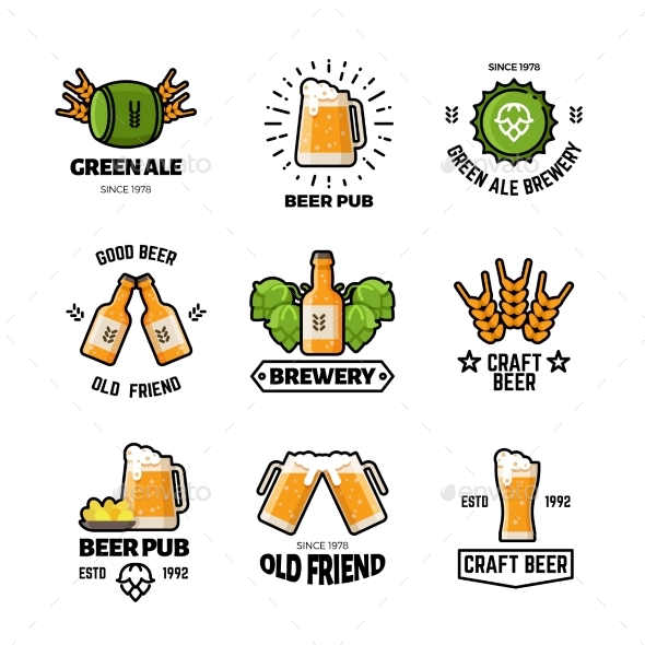 Beer Pub Vector Logos and Emblems. Brewery and - Miscellaneous Vectors