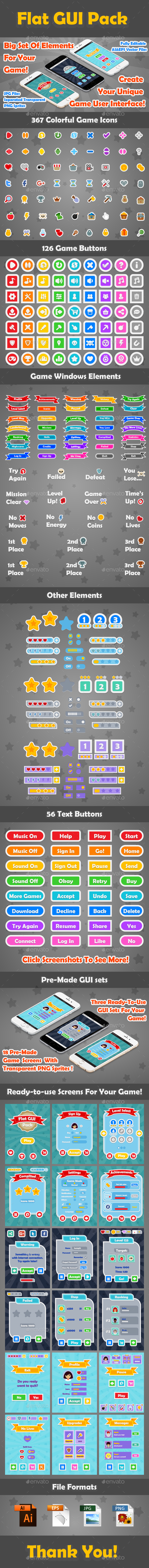 Flat Game User Interface Pack - User Interfaces Game Assets