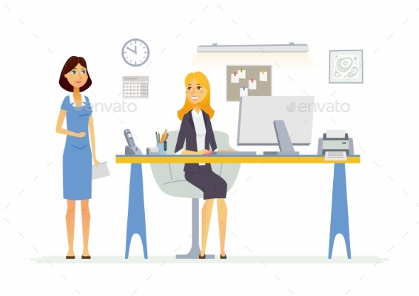 Office Scene - Modern Vector Cartoon Business - Concepts Business