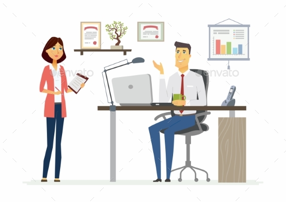 Office Scene - Modern Vector Cartoon Business - Concepts Business