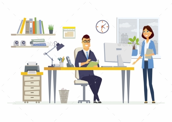 Office Meeting - Modern Vector Cartoon Business - Concepts Business
