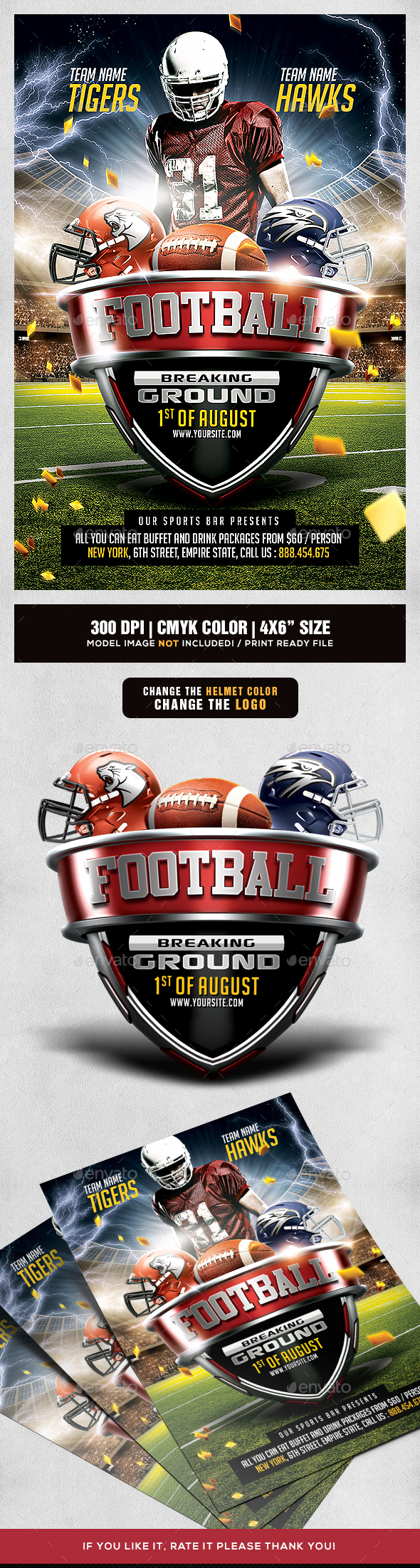American Football Game Flyer Template - Sports Events