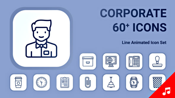 Corporate Office Workplace - Line Animated Icons and Elements