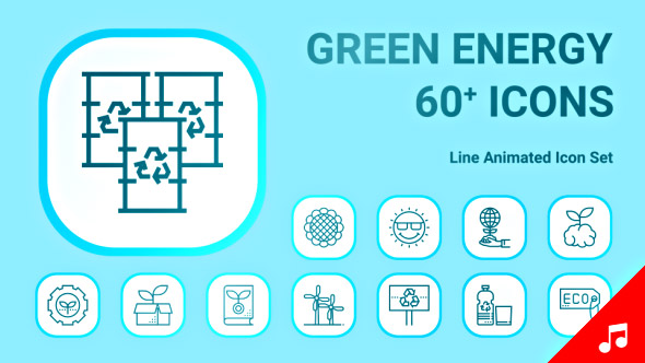 Eco Green Energy Animation - Line Icons and Elements