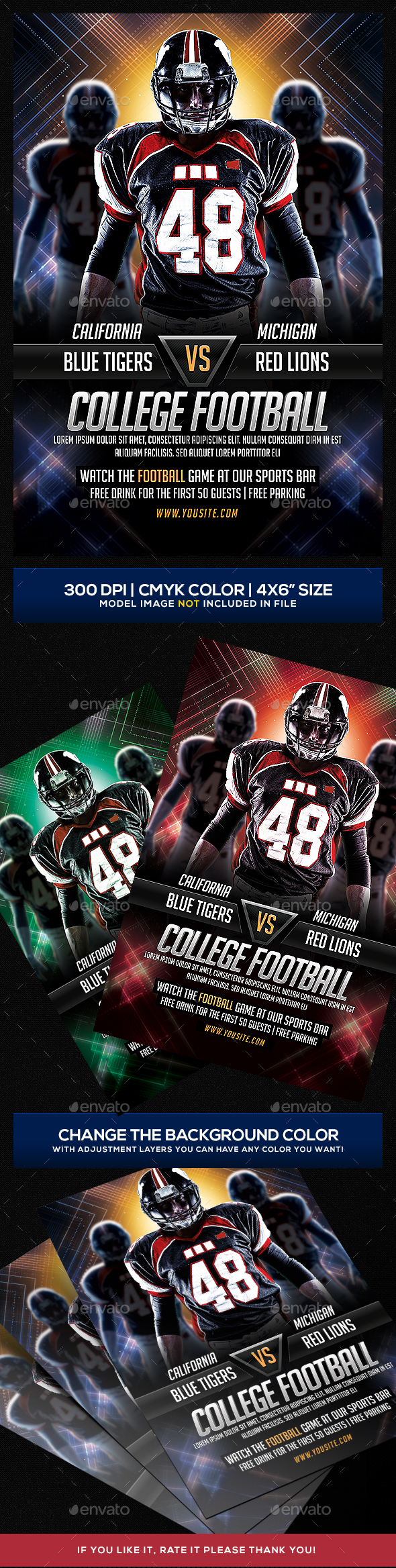 Futuristic College Football Flyer - Sports Events