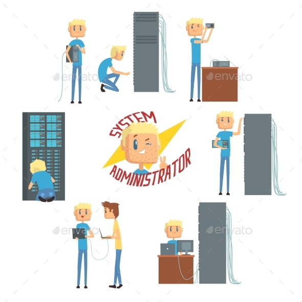 System Administrator, Network Engineer Characters - Computers Technology