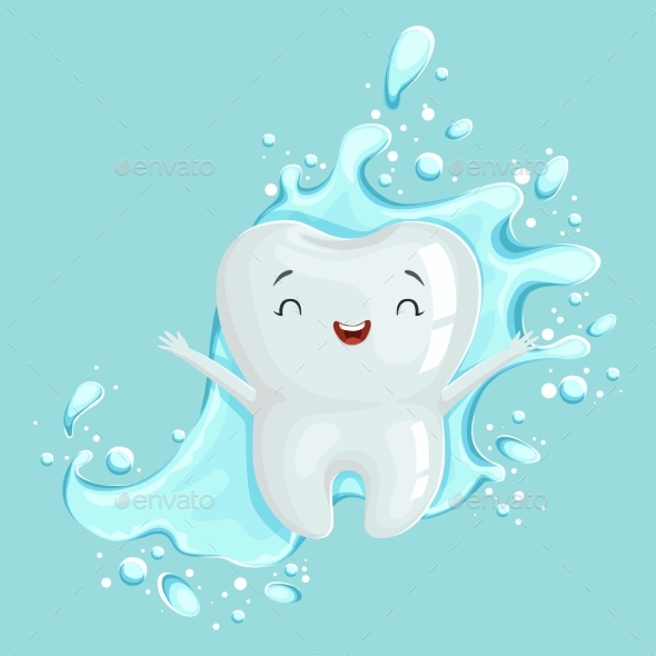 GraphicRiver Healthy White Cartoon Tooth Character 20515056