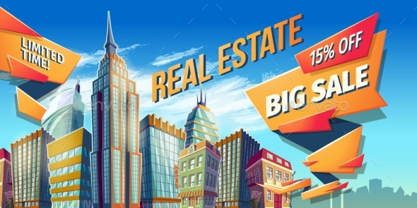 Vector Cartoon Real Estate Illustration - Industries Business
