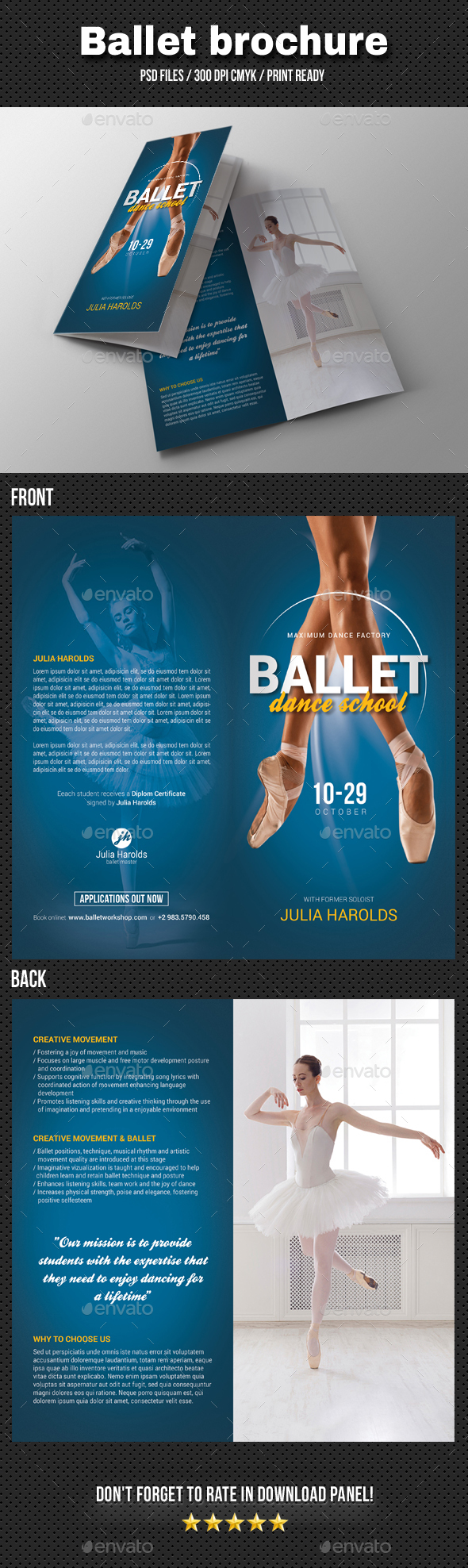 Ballet Workshop Bi-Fold Brochure - Brochures Print Templates
