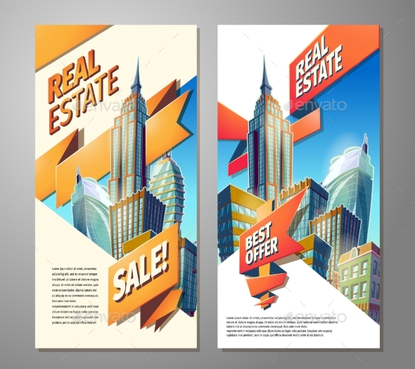 Set of Advertising Posters for Sale of Real Estate - Concepts Business