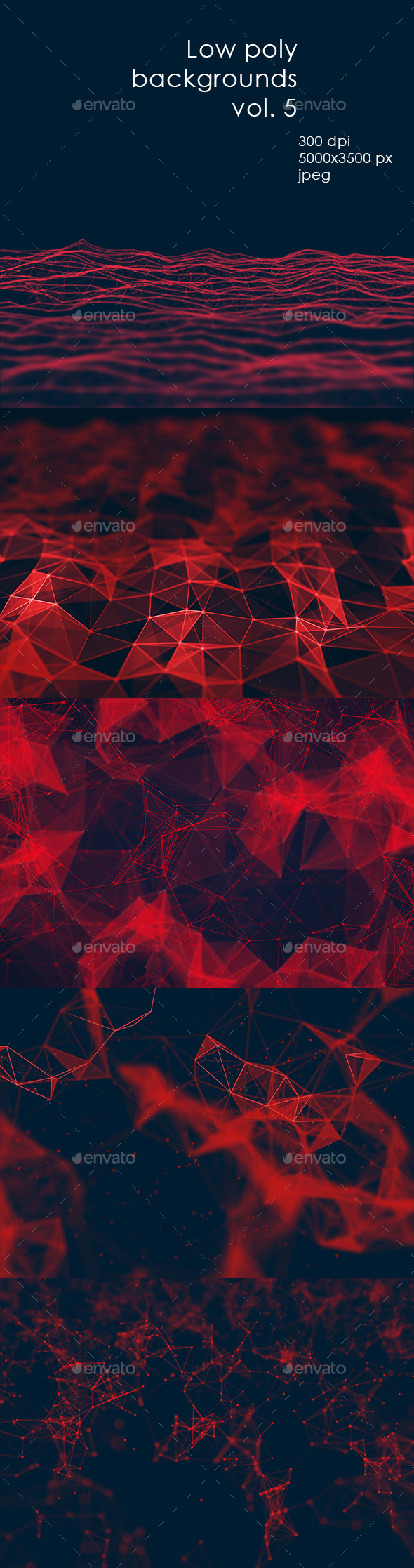 RED low poly backgrounds vol. 5 - 3D Backgrounds