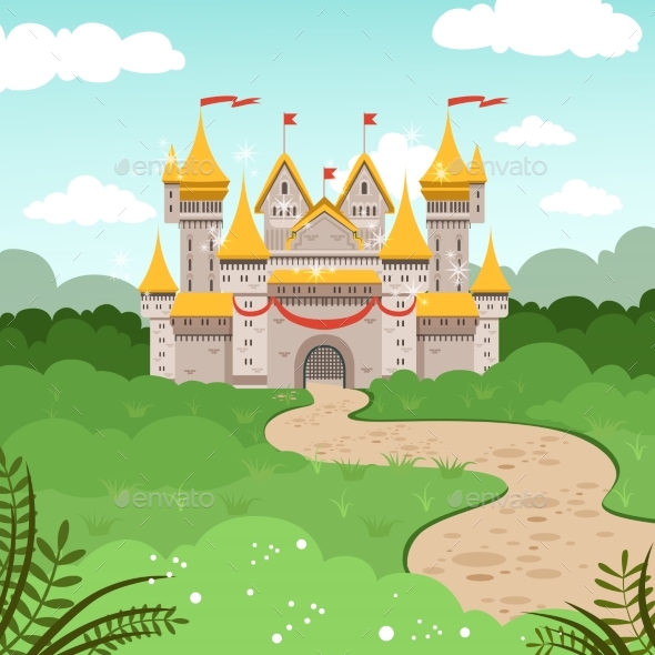 GraphicRiver Fantasy Landscape with Fairytale Castle Vector 20516569 GraphicRiver Fantasy Landscape with Fairytale Castle Vector 20516569